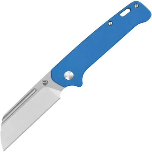 QSP Penguin UK EDC Slipjoint Folding Knife - 3" 14C28N Satin Sheepsfoot Blade Blue G10 Handle