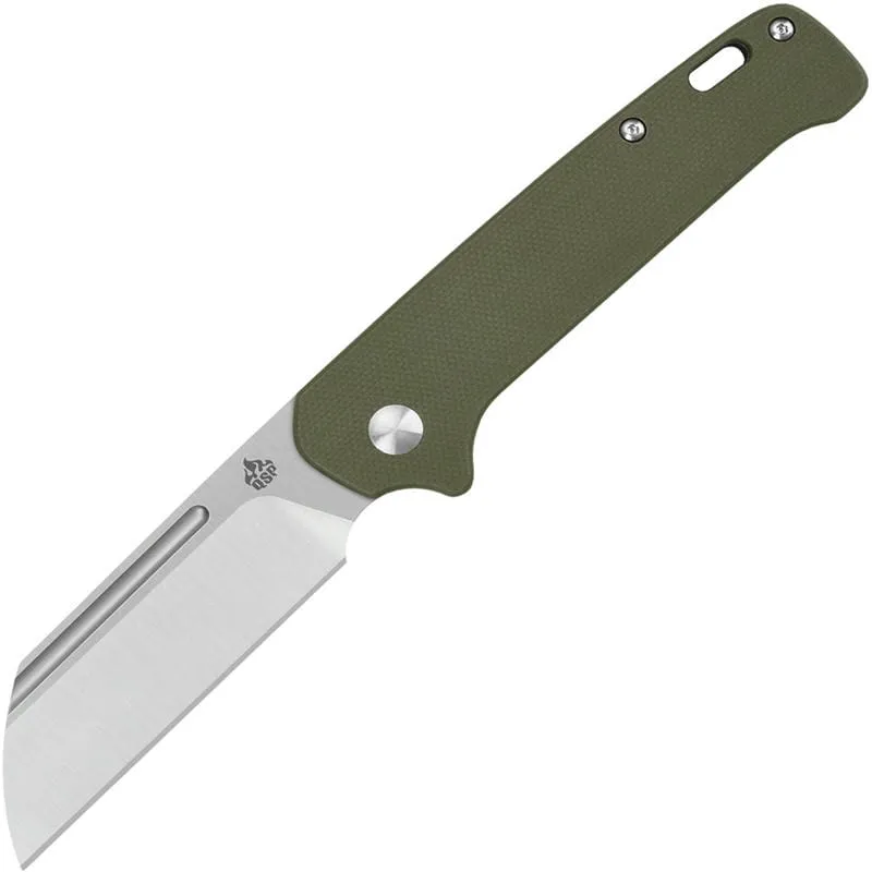 QSP Penguin UK EDC Slipjoint Folding Knife - 3" 14C28N Satin Sheepsfoot Blade Green G10 Handle Cyclaire Knives and Tools