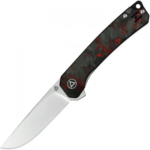 QSP Osprey Folding Knife - 3.25" Blade, Black and Red Carbon G10 Handle