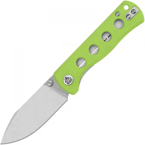 QSP Canary Folding Knife - 2.84" 14C28N Stonewashed DP Blade Neon G10 Handle