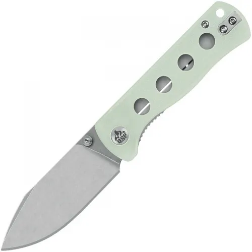 QSP Canary Folding Knife - 2.84" 14C28N Stonewashed DP Blade Jade G10 Handle