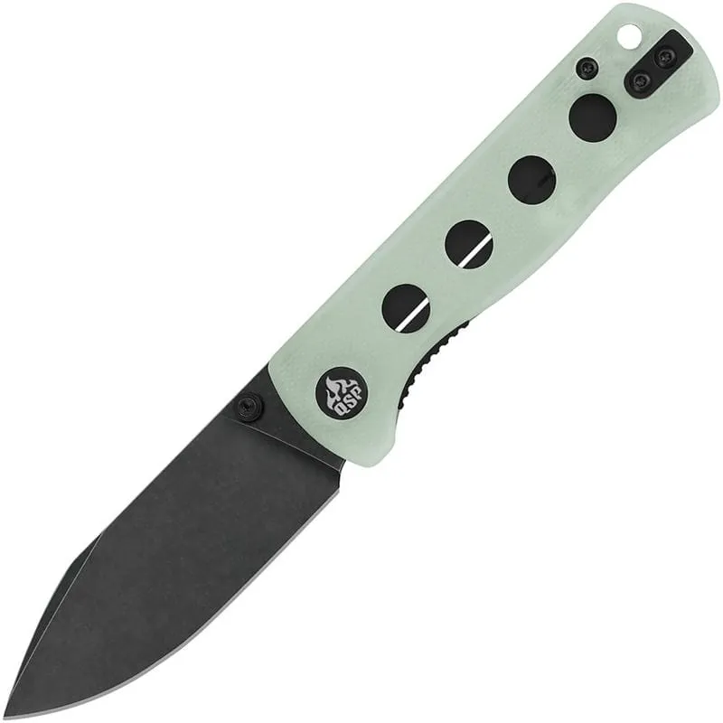 QSP Canary Folding Knife - 2.84" 14C28N Black Stonewashed DP Blade Jade G10 Handle Cyclaire Knives and Tools