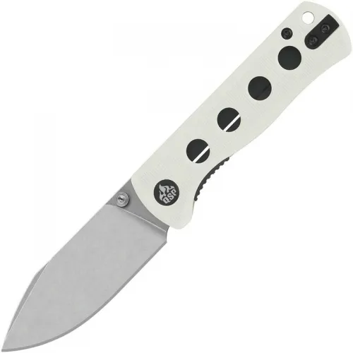 QSP Canary Folding Knife - 2.84" 14C28N Stonewashed DP Blade White G10 Handle