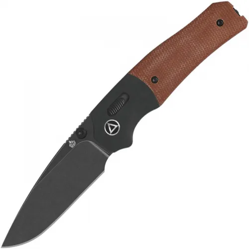 QSP Vault Folding Knife - 3.25" 14C28N Black Stonewashed Blade Tan Micarta Handle