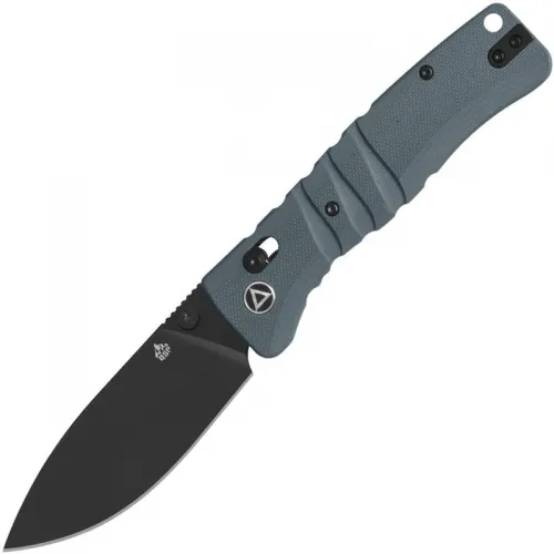 QSP Ripley Glyde Folding Knife - 3.5" 14C28N Black Blade Milled Grey G10 Handle