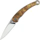 QSP Dolphin Folding Knife - 3.15" Mirror Polished Blade Brown Wood Handle Cyclaire Knives and Tools
