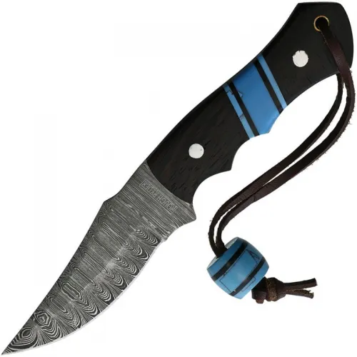 Rough Ryder Wenge Wood Fixed Blade - 3.75" Damascus Blade Wenge Wood Handle