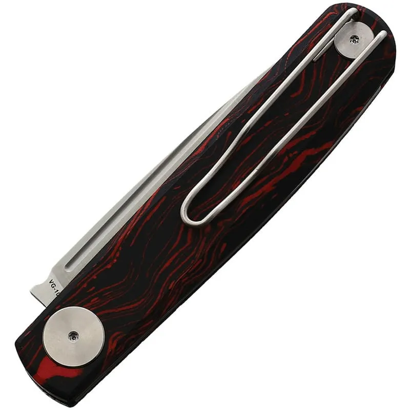 Real Steel G-Slip Compact UK EDC Pocket Knife - 2.75" Blade Damascus Red G10 Handle Cyclaire Knives and Tools