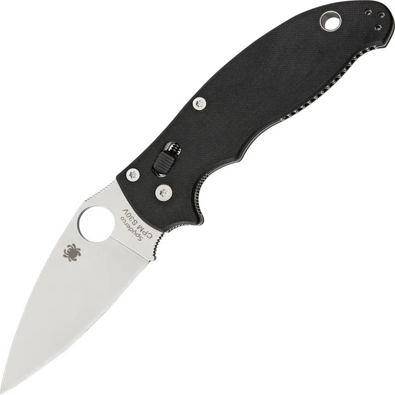Spyderco Manix 2 Folding Knife - 3.4" Satin S30V Plain Blade G10 Handle Ball Bearing Lock Cyclaire Knives and Tools