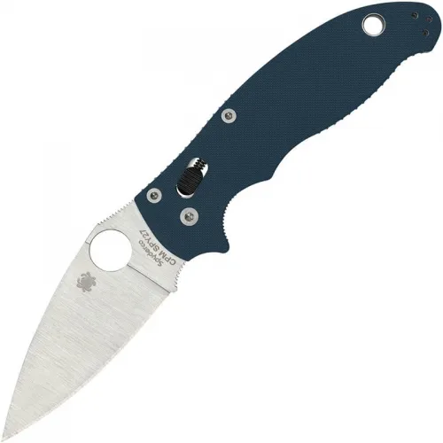 Spyderco Manix 2 Folding Knife  - 3.37" CPM-SPY27 Plain Blade Cobalt Blue G10 Handle