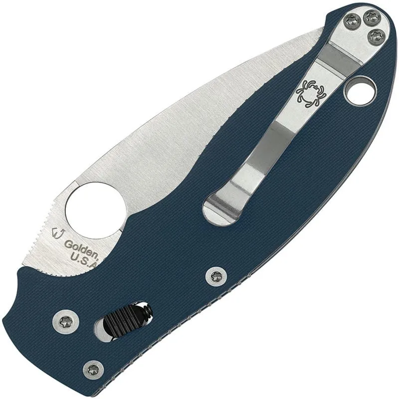 Spyderco Manix 2 Folding Knife  - 3.37" CPM-SPY27 Plain Blade Cobalt Blue G10 Handle Cyclaire Knives and Tools