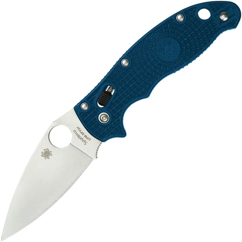 Spyderco Manix 2 Folding Knife  - 3.38" CPM-SPY27 Plain Blade Cobalt Blue FRCP Handle Cyclaire Knives and Tools