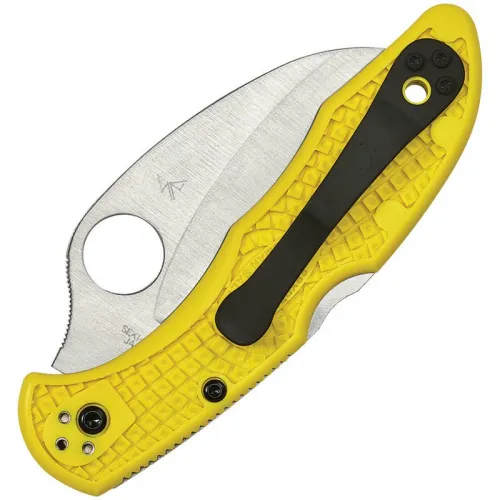 Spyderco Tasman Salt 2 Folding Knife - 2.8" H2 Rust Proof Steel Blade Yellow Handle