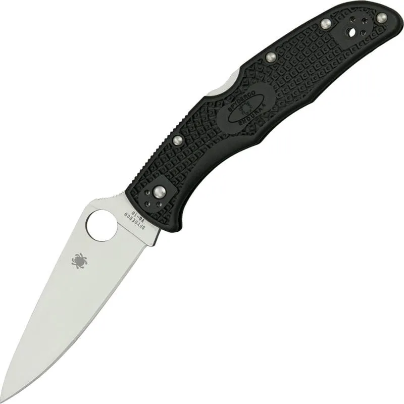 Spyderco Endura 4 Flat Ground - 3.75" VG10 Blade Black Handle Cyclaire Knives and Tools