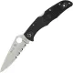 Spyderco Endura 4 Lightweight Thin Red Line Folding Knife - 3.8" VG10 Stainless Steel Part Serrated Blade Black Handle Cyclaire Knives and Tools