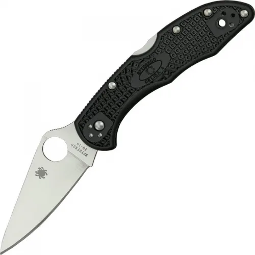 Spyderco Delica 4 Flat Ground 2.87" VG10 Satin Plain Blade Black Handle