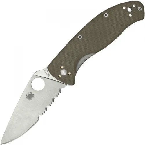 Spyderco Tenacious Folding Knife - 3.35" CPM-M4 Satin Combo Blade Brown G10 Handle