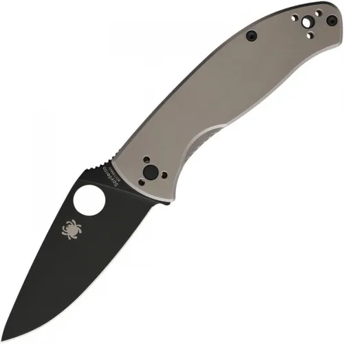 Spyderco Tenacious Folding Knife - 3.35" 8Cr13MoV Stainless Steel Black Blade Gray Titanium Handle