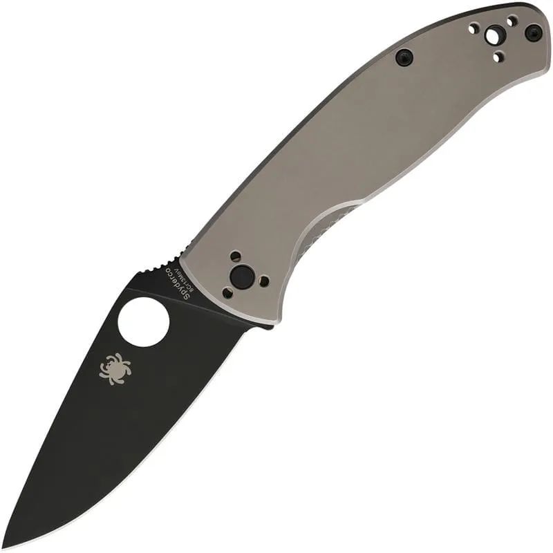 Spyderco Tenacious Folding Knife - 3.35" 8Cr13MoV Stainless Steel Black Blade Gray Titanium Handle Cyclaire Knives and Tools