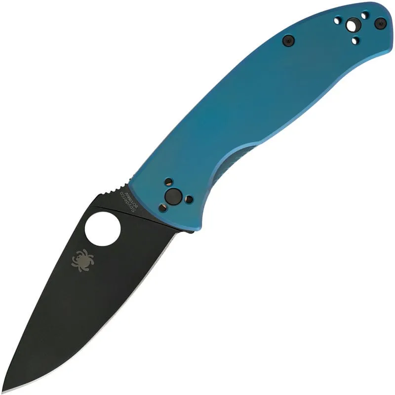 Spyderco Tenacious R.I.L Folding Knife - 3.35" Black 8Cr13MOV Stainless Steel Plain Blade Blue Titanium Handle Cyclaire Knives and Tools