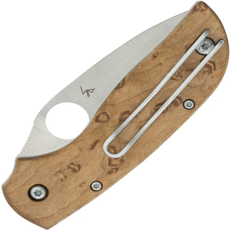 Spyderco Chaparral UK EDC SLIPIT Folding Knife - 2.77" CTS-XHP Blade Birdseye Maple Wood Handle Cyclaire Knives and Tools