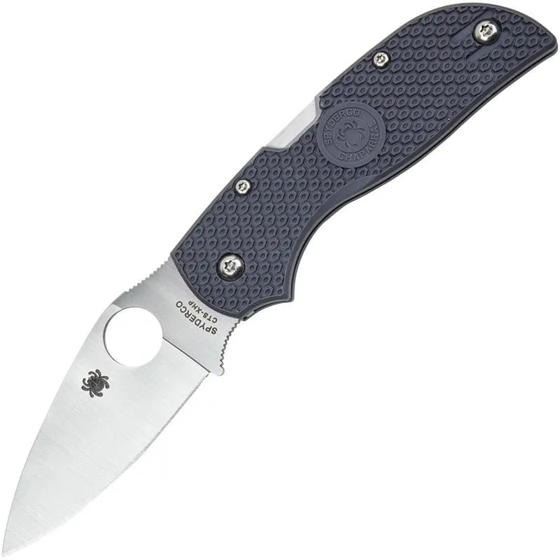 Spyderco Chaparral Lightweight Folding Knife - 2.8" CTS-XHP Plain Blade Grey Handle Cyclaire Knives and Tools