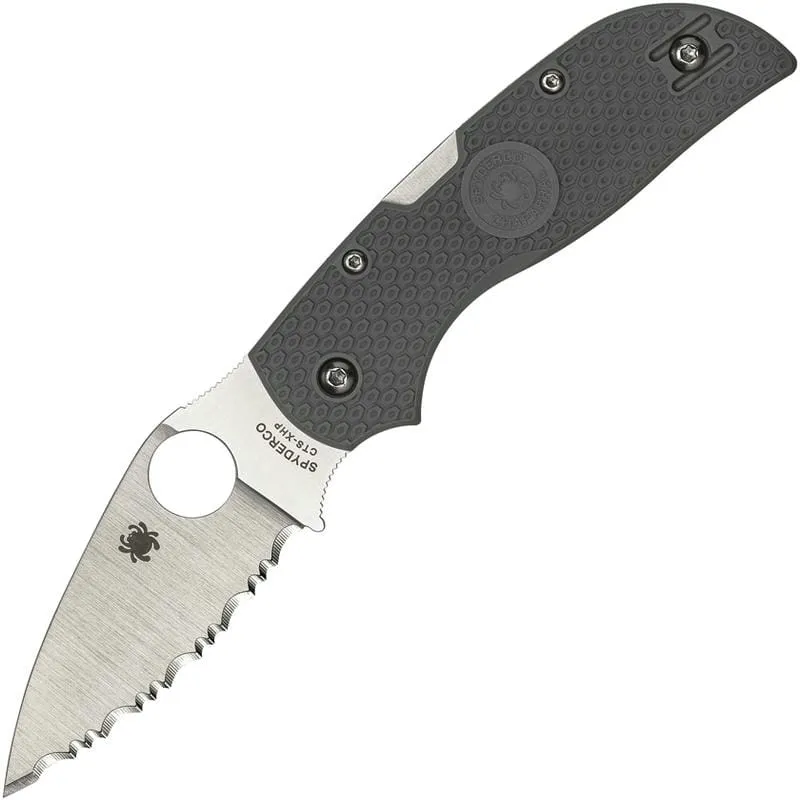 Spyderco Chaparral Lightweight Folding Knife - 2.8" CTS-XHP Serrated Blade Grey Handle Cyclaire Knives and Tools