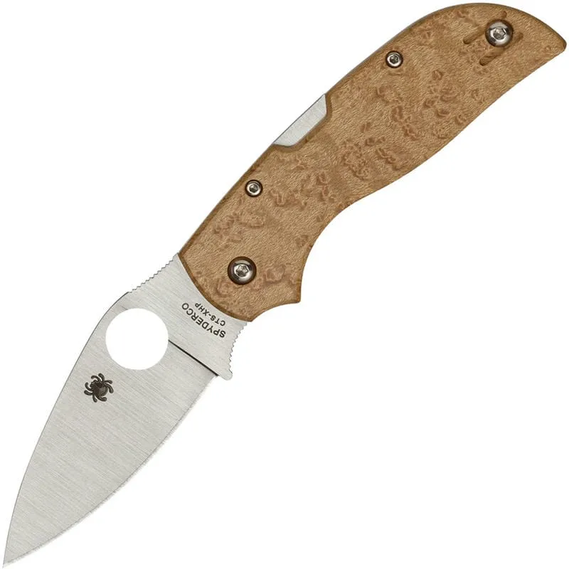 Spyderco Chaparral Folding Knife - 2.79" CTS-XHP Plain Blade Birdseye Maple Wood Handle Cyclaire Knives and Tools