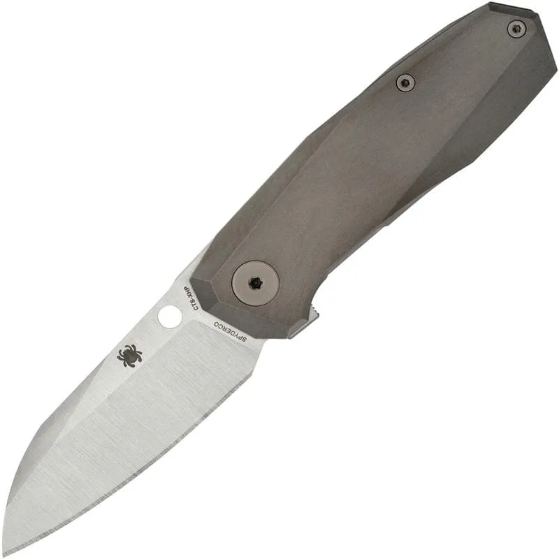 Spyderco Techno 3 Folding Knife - 2.64" CTS-XHP Satin Plain Blade Chamfered Titanium Handle Cyclaire Knives and Tools