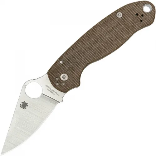 Spyderco Paramilitary 3 Compression Lock Folding Knife - 2.95" CPM CruWear Blade Brown Canvas Micarta Handle
