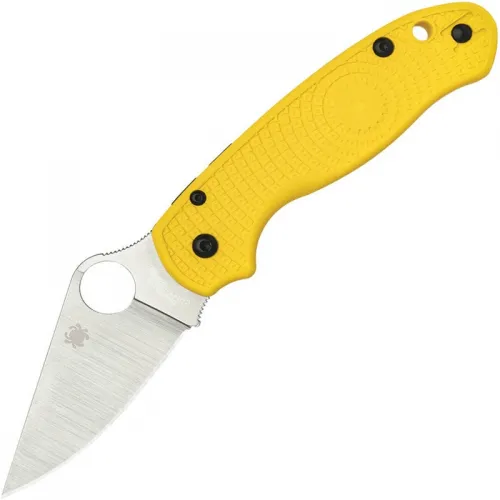 Spyderco Paramilitary 3 Salt Lightweight Folding Knife - 2.92" CPM-MagnaCut Plain Blade Yellow Handle