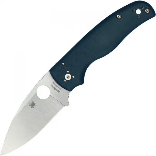 Spyderco Shaman Folding Knife - 3.58" CPM-SPY27 Satin Plain Blade Cobalt Blue G10 Handle