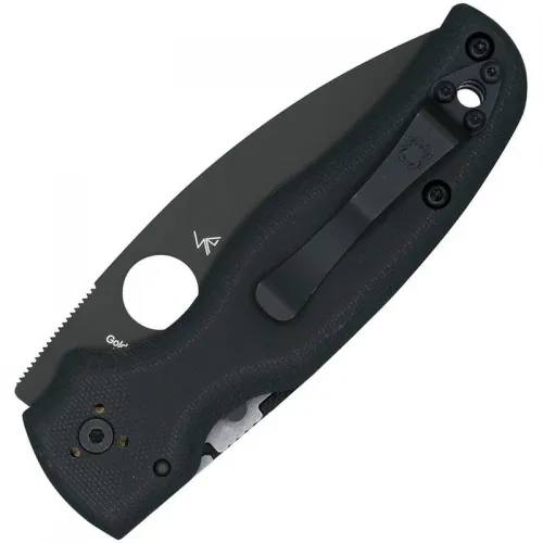 Spyderco Shaman Folding Knife - 3.58" CPM-S30V Black Serrated Blade Matte Black G10 Handle
