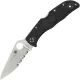 Spyderco Endela Lightweight Thin Blue Line Folding Knife - 3.41" Combo Blade Black and Blue Handle Cyclaire Knives and Tools