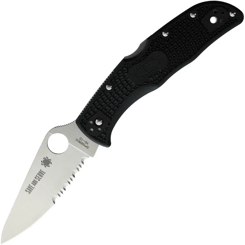 Spyderco Endela Lightweight Thin Red Line Folding Knife - 3.41" Combo Blade Black and Red Handle Cyclaire Knives and Tools