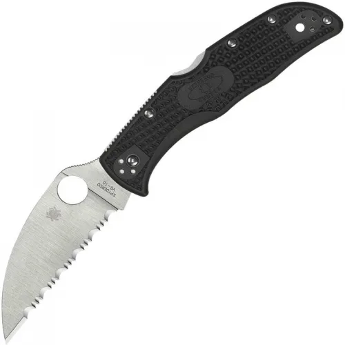 Spyderco Endela Wharncliffe Lightweight Folding Knife - 3.4" Serrated Blade, Black Handle