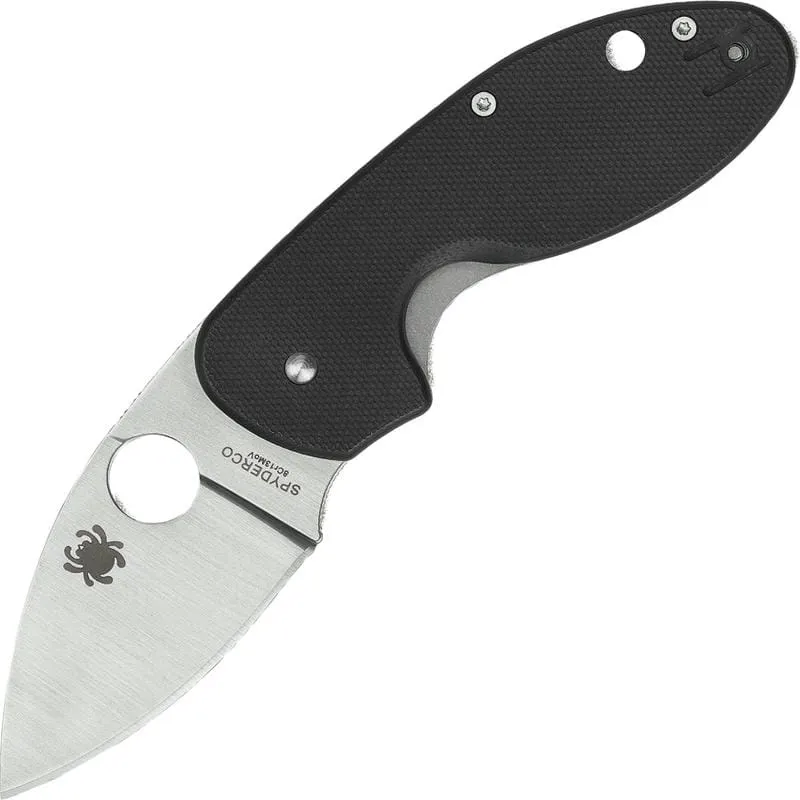 Spyderco Insistent - 2.48" Satin Plain Blade, Black G10 Handle Cyclaire Knives and Tools