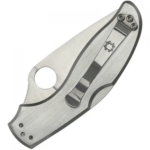 Spyderco UpTern Folding Knife 2.84" Satin Plain Blade Stainless Steel Handle