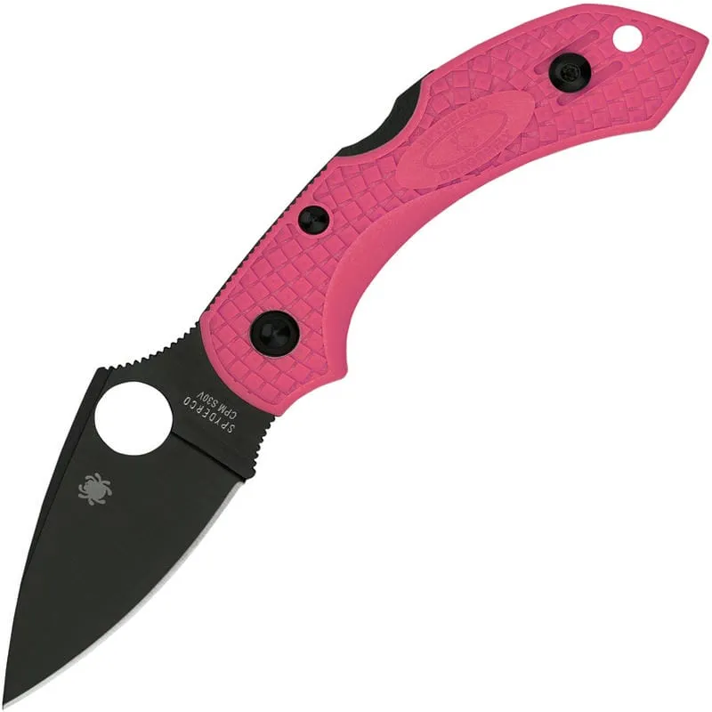 Spyderco Dragonfly 2 Lightweight Folding Knife - 2.28" Black TiCN Plain Blade, Pink Handle Cyclaire Knives and Tools