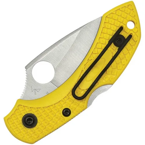Spyderco Dragonfly 2 Salt Folding Knife - 2.25" H2 Satin Serrated Blade Yellow FRN Handles
