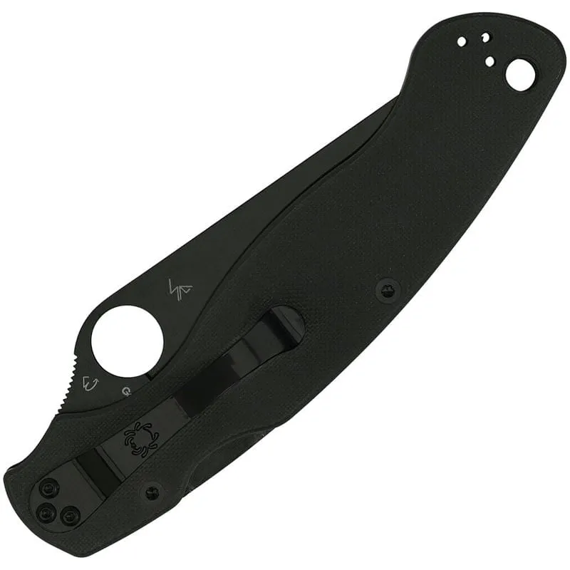 Spyderco Military 2 Folding Knife - 4" S30V Black DLC Plain Blade Black G10 Handle Cyclaire Knives and Tools