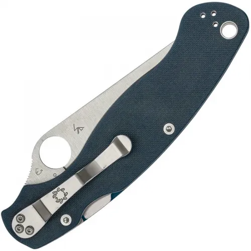 Spyderco Military 2 Folding Knife - 4" CPM-SPY27 Satin Plain Blade Cobalt Blue G10 Handle