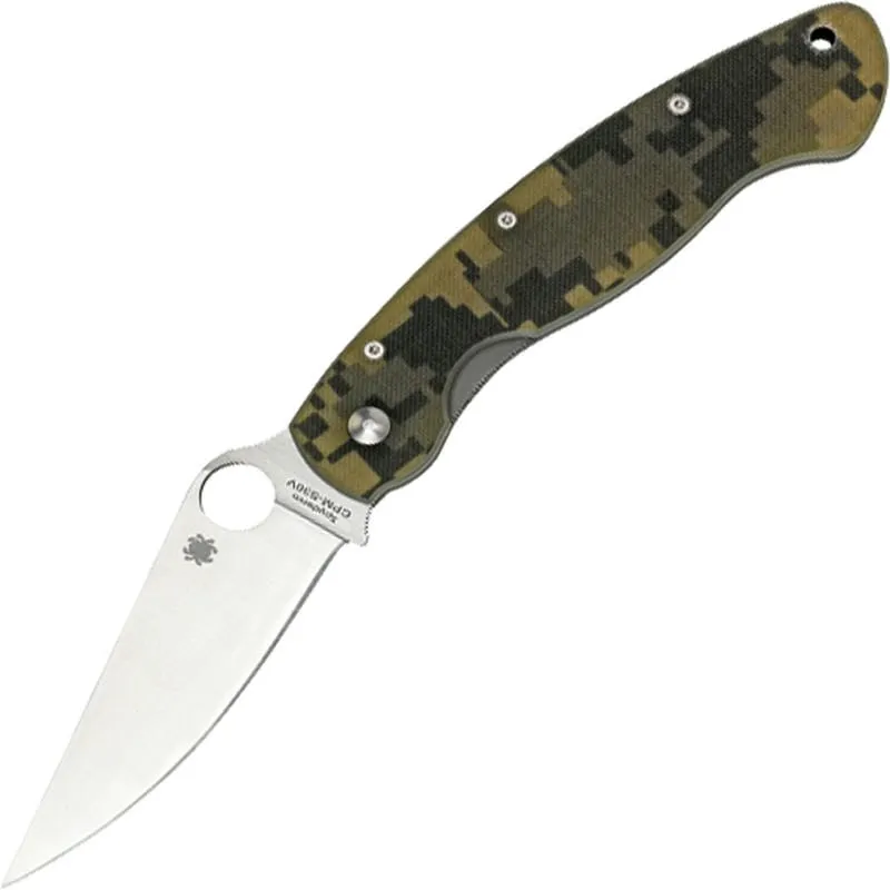 Spyderco Military Folding Knife - 4" S30V Satin Plain Blade Digital Camo G10 Handle Liner Lock Cyclaire Knives and Tools