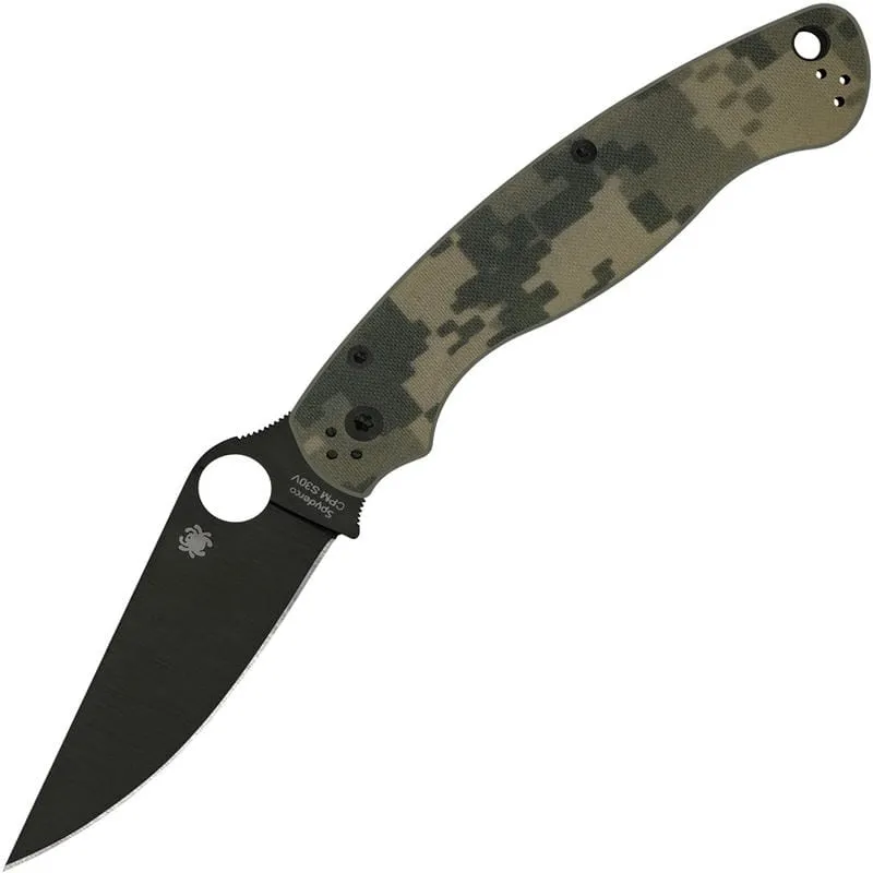 Spyderco Military 2 Folding Knife - 4" CPM-S30V Black DLC Blade Camo G10 Handle Cyclaire Knives and Tools