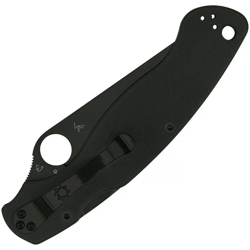Spyderco Military 2 Folding Knife - 4" S30V Black DLC Serrated Blade Black G10 Handle Cyclaire Knives and Tools