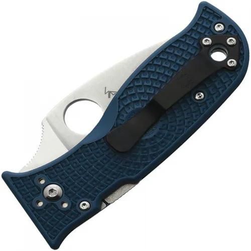 Spyderco Lil' Temperance 3 Folding Knife - 2.92" K390 Satin Plain Blade Blue FRN Handle
