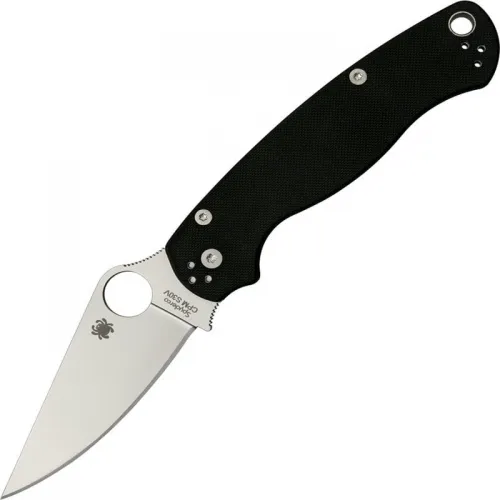Spyderco Paramilitary 2 Folding Knife - 3.45" CPM-S45VN Satin Plain Blade Black G10 Handle