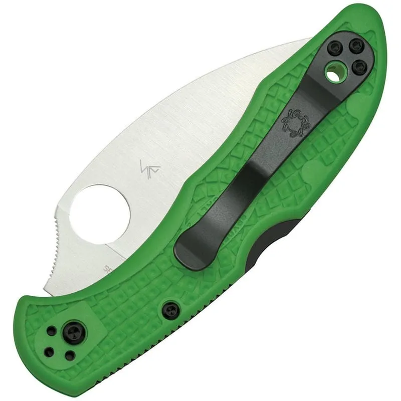 Spyderco Salt 2 Folding Knife -  3" LC200N Wharncliffe Plain Blade Green Handle Cyclaire Knives and Tools