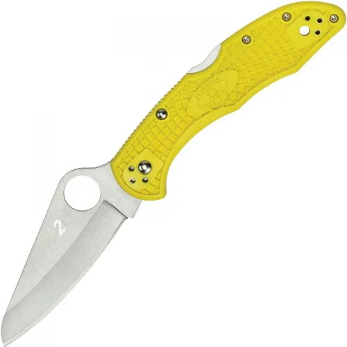 Spyderco Salt 2 Folding Knife - 3" H2 Plain Blade Yellow FRN Handle