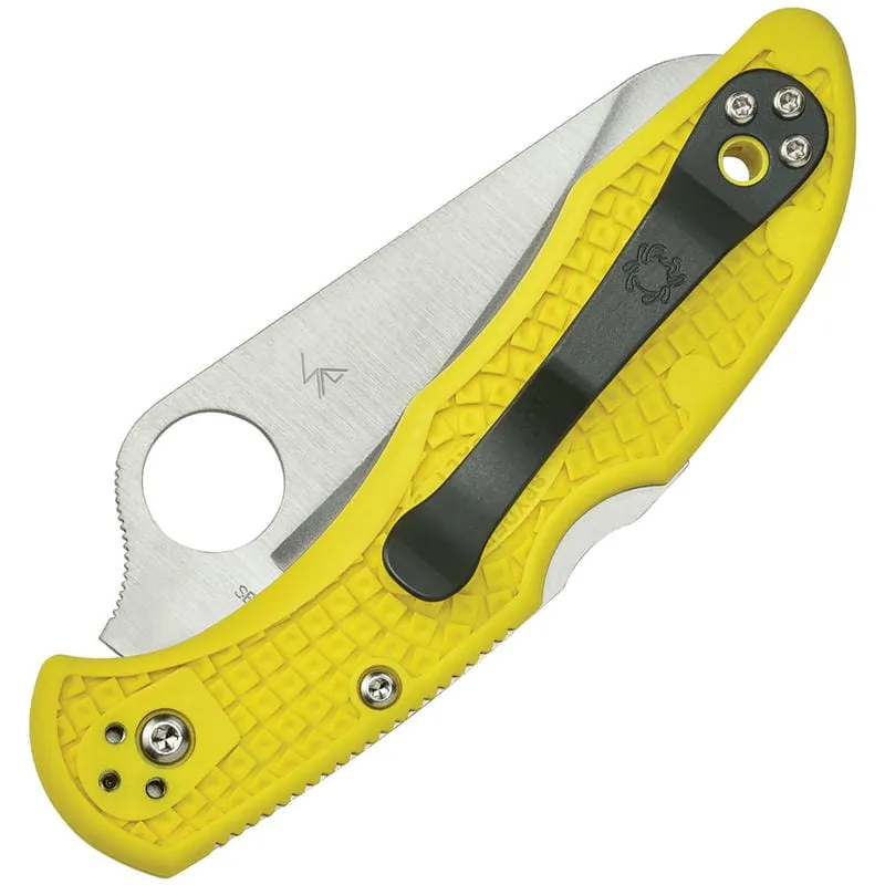 Spyderco Salt 2 Folding Knife - 3" H2 Plain Blade Yellow FRN Handle Cyclaire Knives and Tools